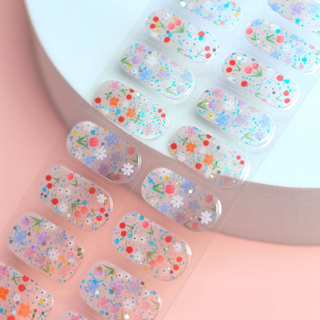 Cherry Garden Semi Cured Gel Nail Sticker Kit - Sunday Nails AU - Semi Cured Gel Nails