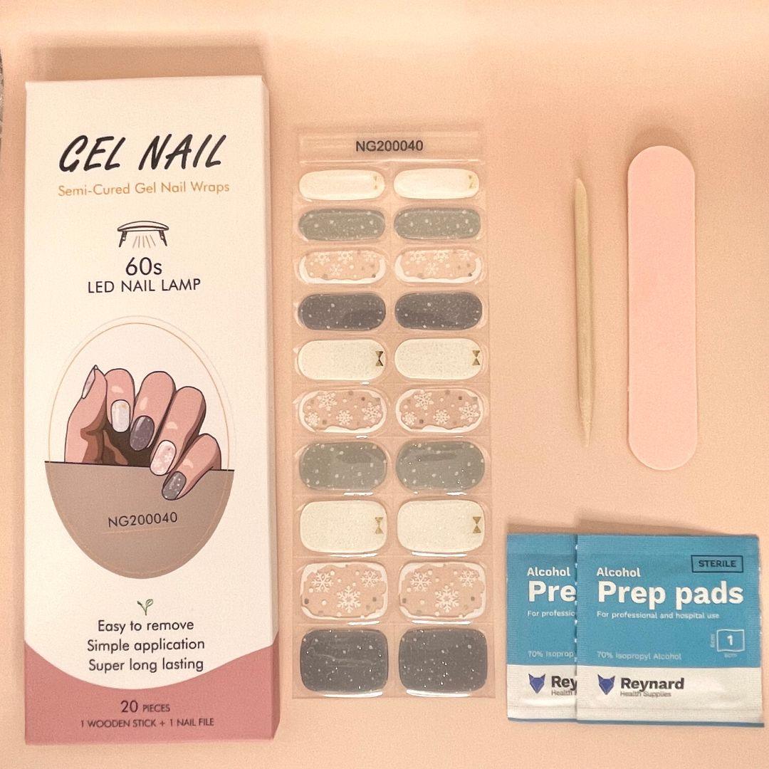 Snowflakes Semi Cured Gel Nail Sticker Kit - Sunday Nails AU - Semi Cured Gel Nails