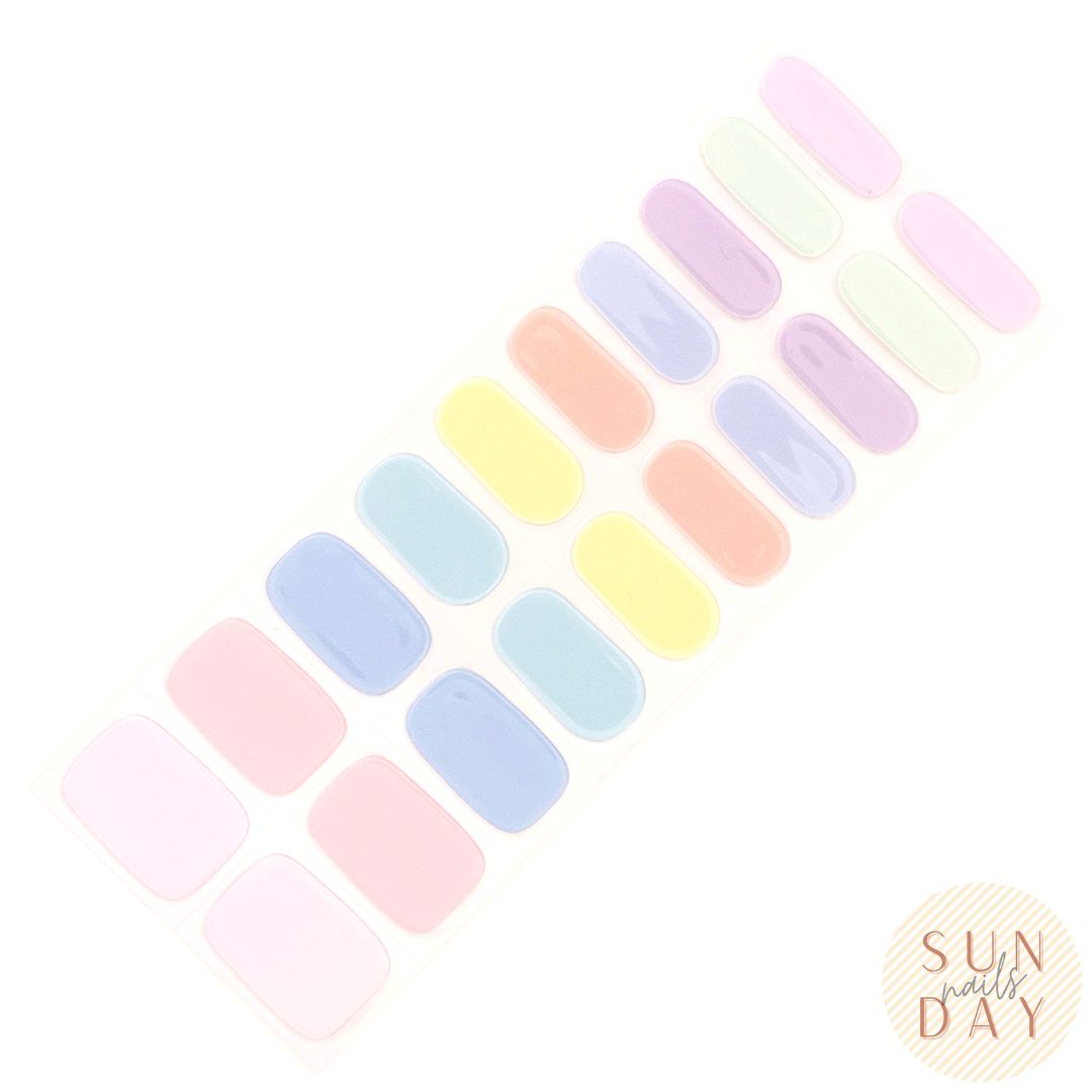 Light Rainbow Semi Cured Gel Nail Sticker Kit - Sunday Nails AU - Semi Cured Gel Nails