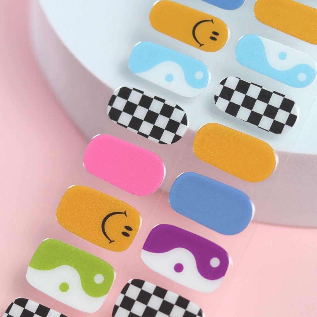 Psychedelic Semi Cured Gel Nail Sticker Kit - Sunday Nails AU - Semi Cured Gel Nails