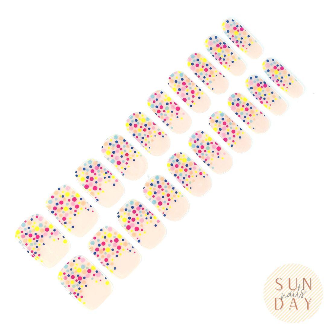 Rainbow Sprinkles Semi Cured Gel Nail Sticker Kit - Sunday Nails AU - Semi Cured Gel Nails