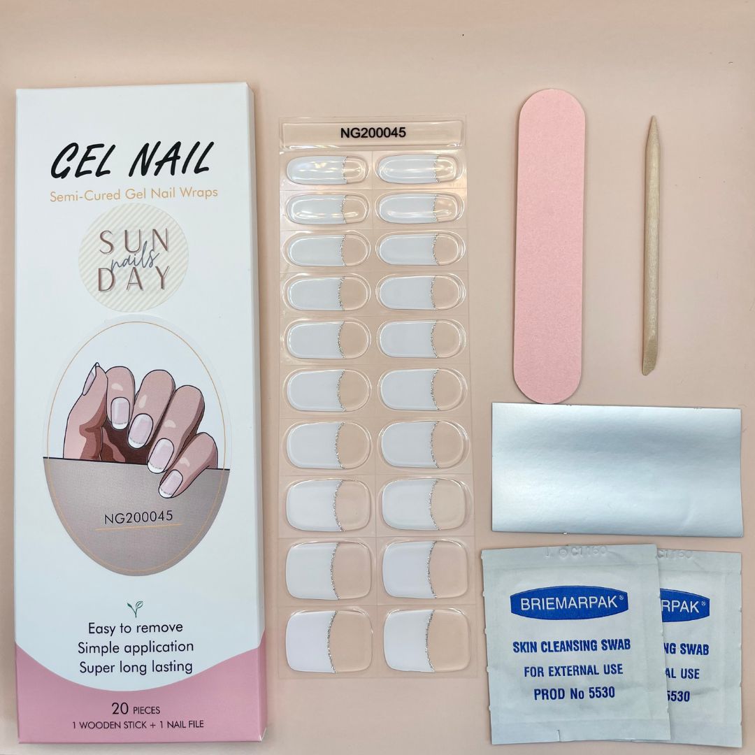 French Tip Semi Cured Gel Nail Sticker Kit - Sunday Nails AU - Semi Cured Gel Nails