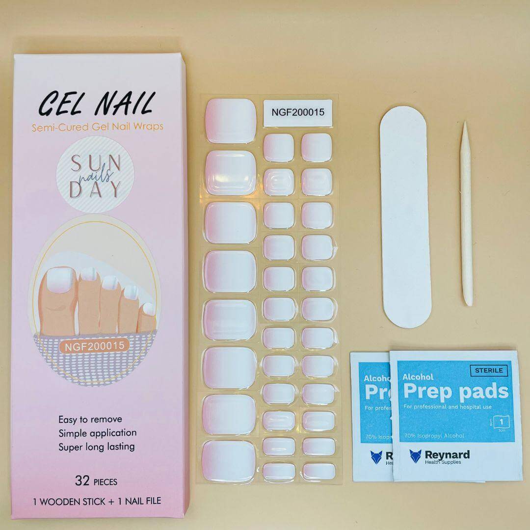 (PEDI) Faded Rose Semi Cured Gel Nails Kit - Sunday Nails AU - Semi Cured Gel Nails