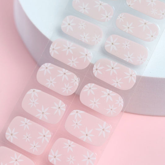 Pink Daisies Semi Cured Gel Nail Sticker Kit - Sunday Nails AU - Semi Cured Gel Nails