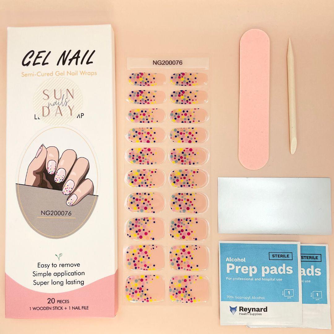 Rainbow Sprinkles Semi Cured Gel Nail Sticker Kit - Sunday Nails AU - Semi Cured Gel Nails