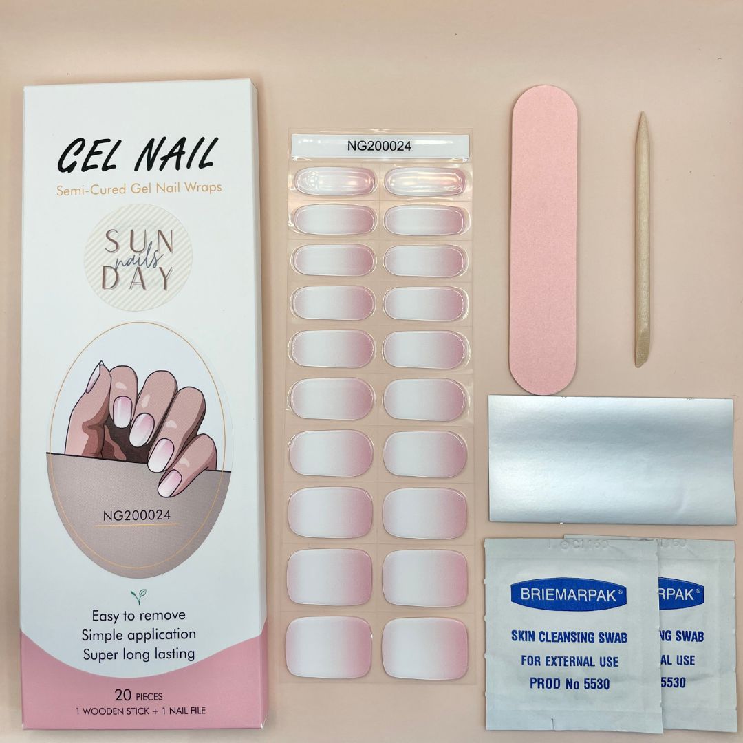Faded Rose Semi Cured Gel Nail Sticker Kit - Sunday Nails AU - Semi Cured Gel Nails