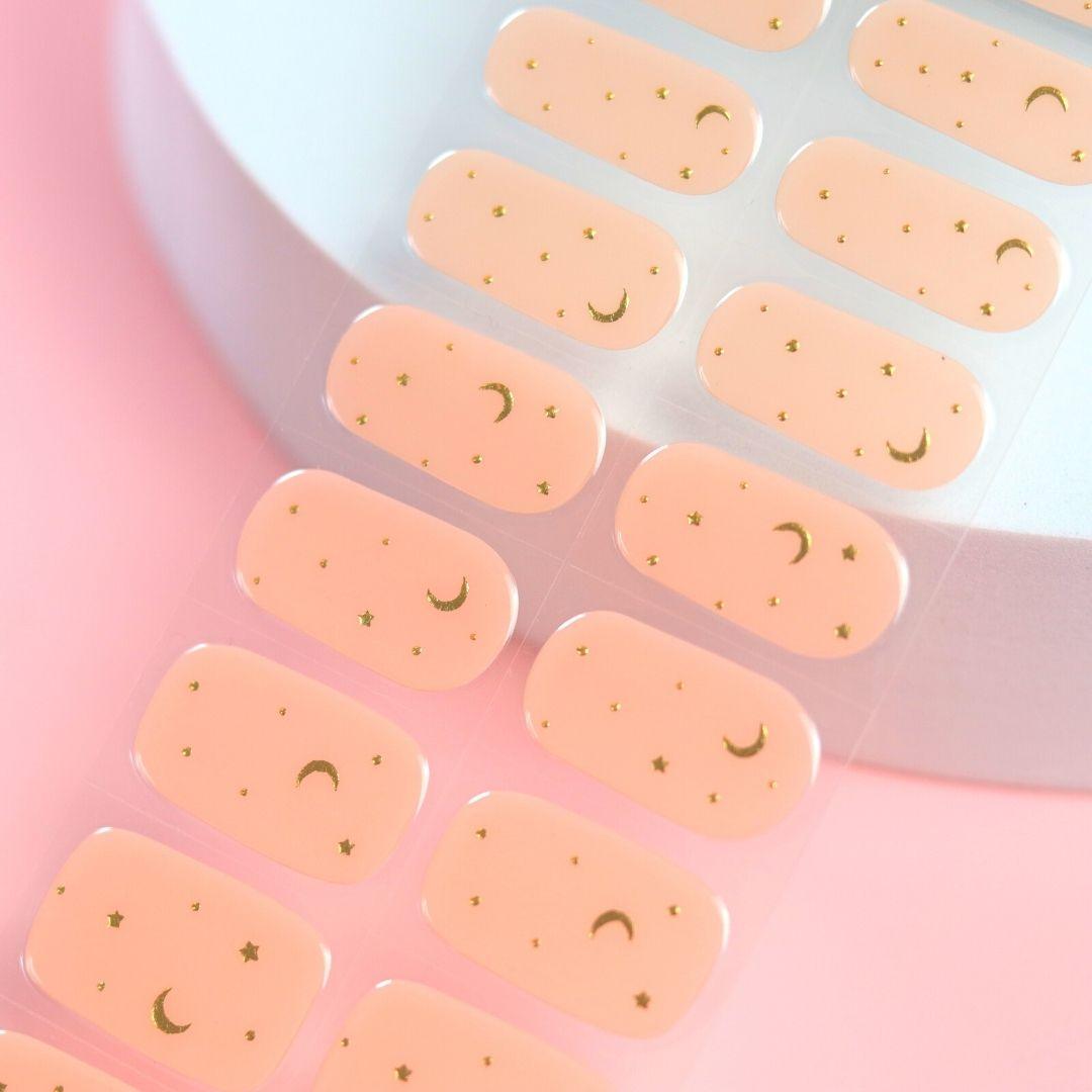 Moon and Stars Semi Cured Gel Nail Sticker Kit - Sunday Nails AU - Semi Cured Gel Nails