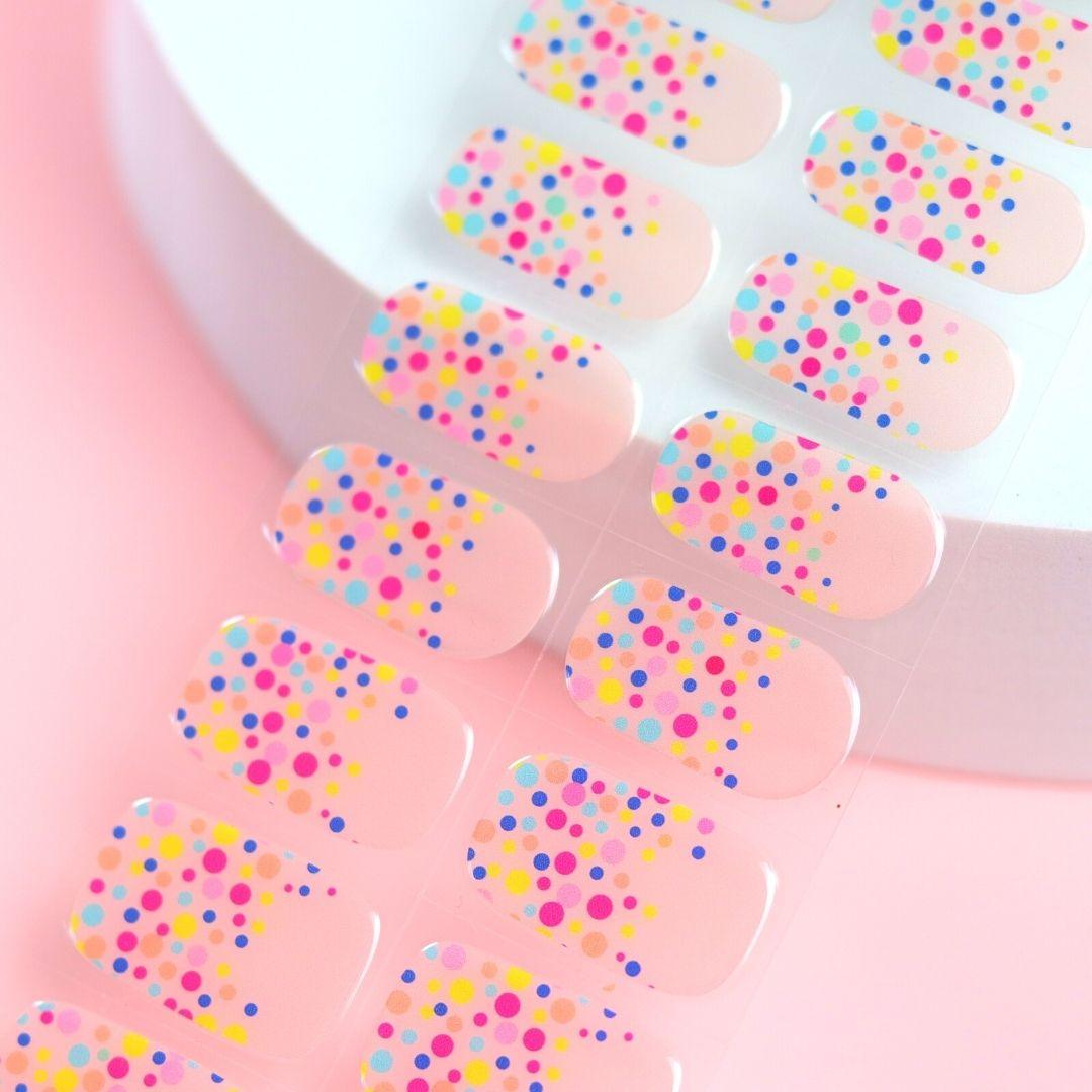 Spinkle Stickers Rainbow Sprinkles Semi Cured Gel Nail Sticker Kit | Sunday Nails AU