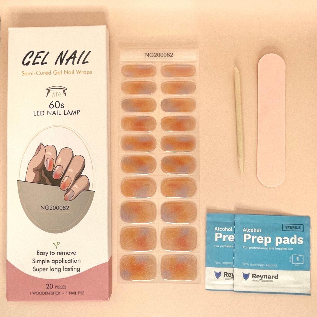 Sunset Cured Gel Nail Sticker Kit - Sunday Nails AU - Semi Cured Gel Nails