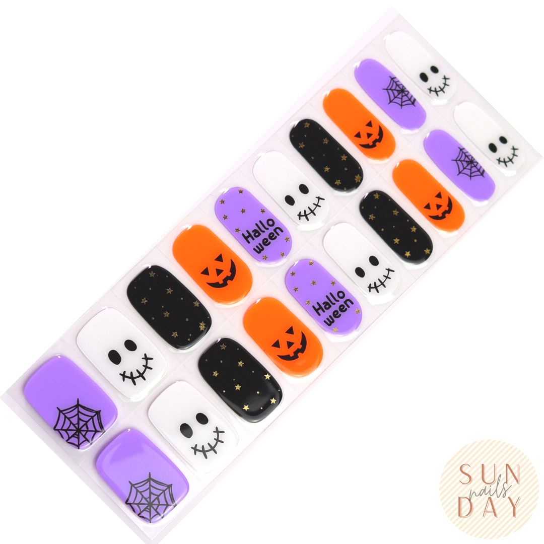 Groovy Ghosts Semi Cured Gel Nail Sticker Kit - Sunday Nails AU - Semi Cured Gel Nails