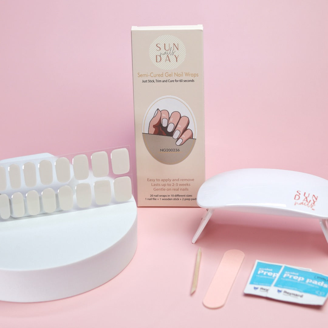 Milky Semi Cured Gel Nail Sticker Kit - Sunday Nails AU - Semi Cured Gel Nails