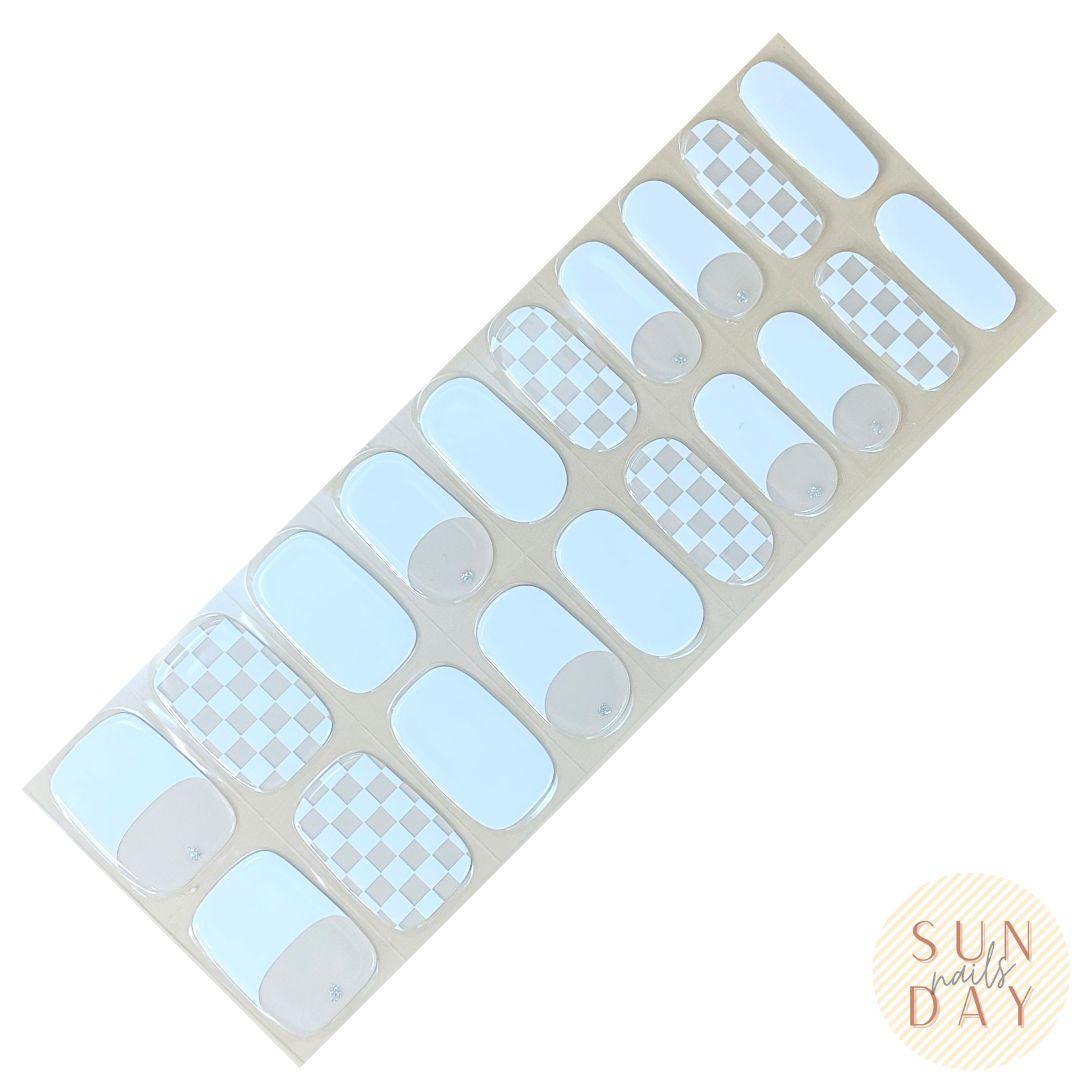 Checkerboard Semi Cured Gel Nail Sticker Kit - Sunday Nails AU - Semi Cured Gel Nails