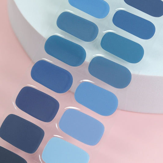 Shades of Blue Semi Cured Gel Nail Sticker Kit - Sunday Nails AU - Semi Cured Gel Nails