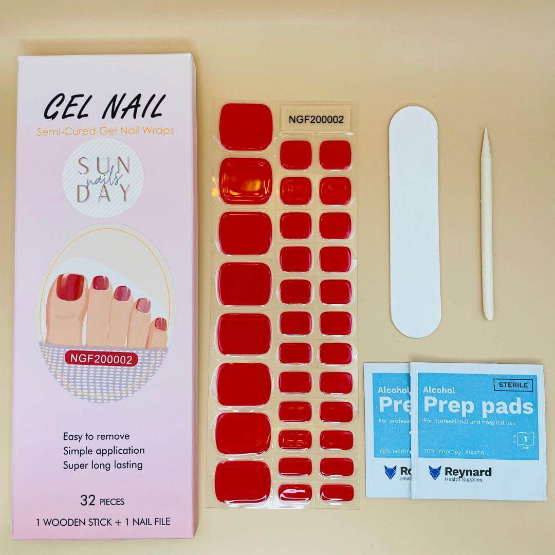(PEDI) Strawberry Fields Semi Cured Gel Nails Kit - Sunday Nails AU - Semi Cured Gel Nails