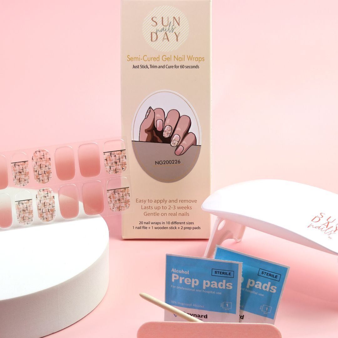 Luxe Tweed Semi Cured Gel Nail Sticker Kit | Sunday Nails AU