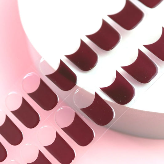 Maroon French Tip Semi Cured Gel Nail Sticker Kit | Sunday Nails AU