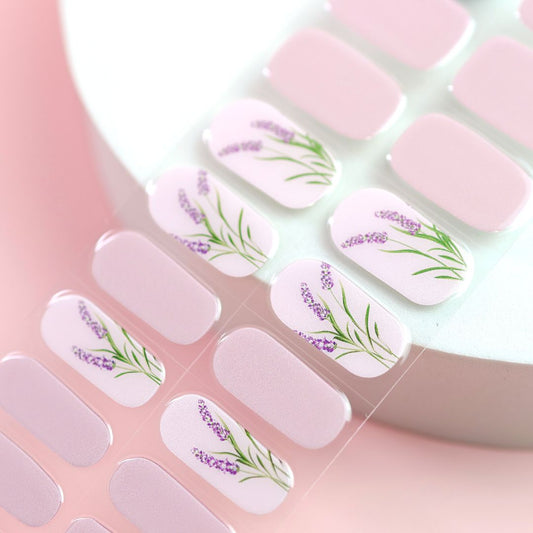 Lavender Blossoms Semi Cured Gel Nail Sticker Kit | Sunday Nails AU