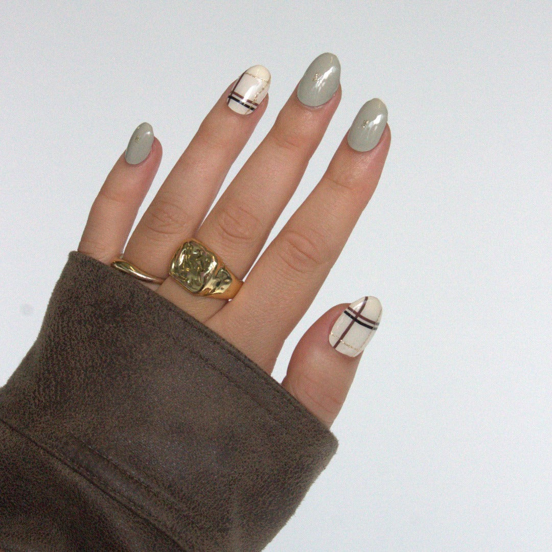Plaid Semi Cured Gel Nail Sticker Kit | Sunday Nails AU