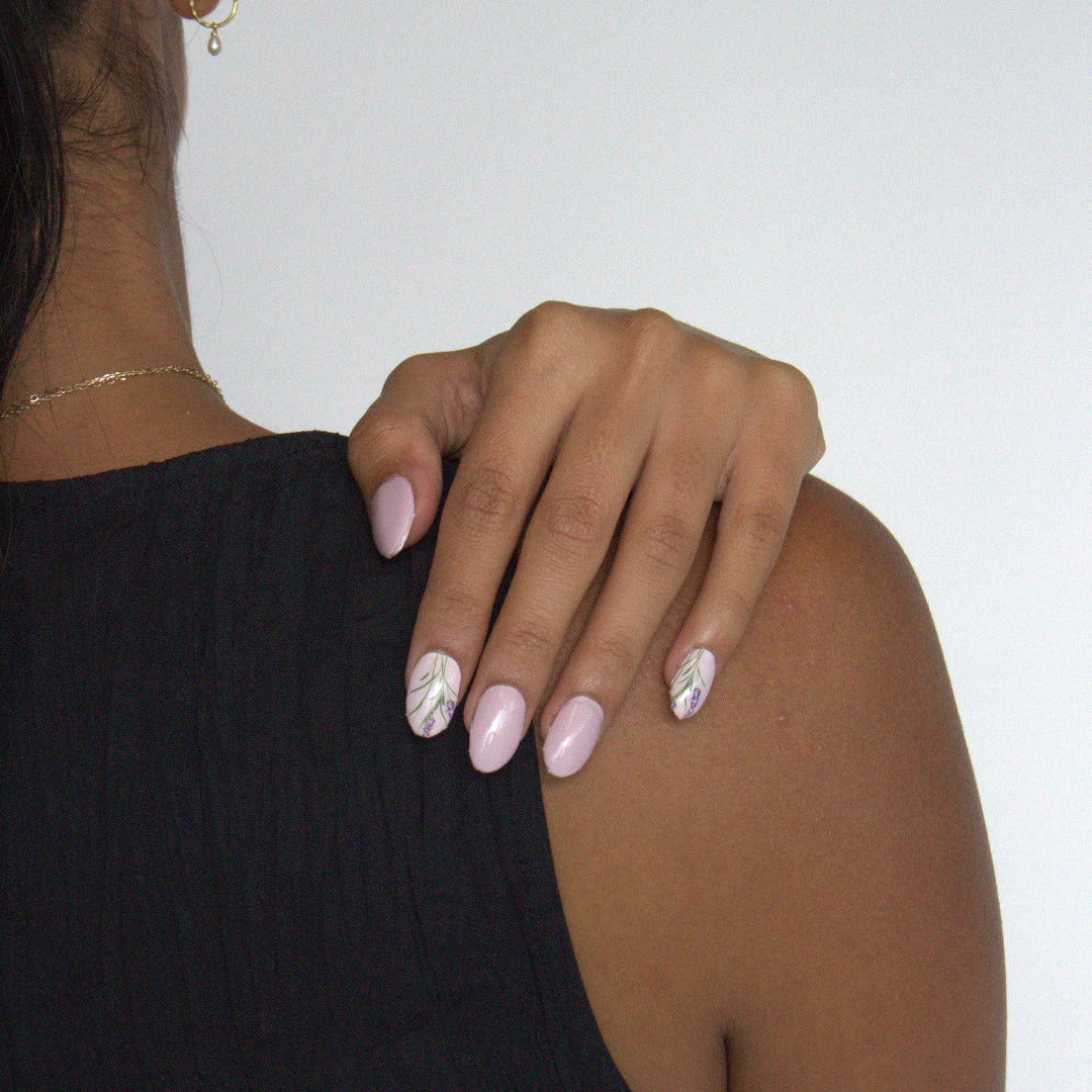 Lavender Blossoms Semi Cured Gel Nail Sticker Kit | Sunday Nails AU