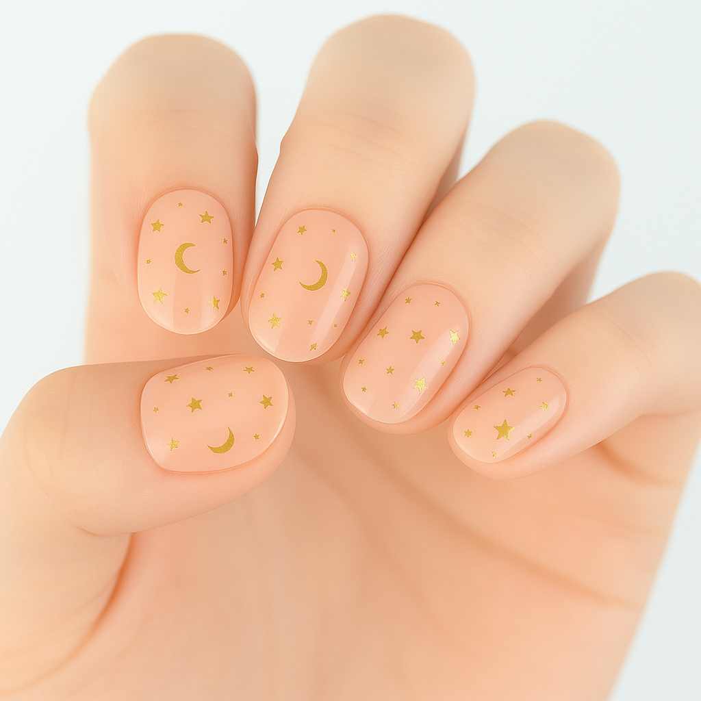 Moon and Stars Semi Cured Gel Nail Sticker Kit