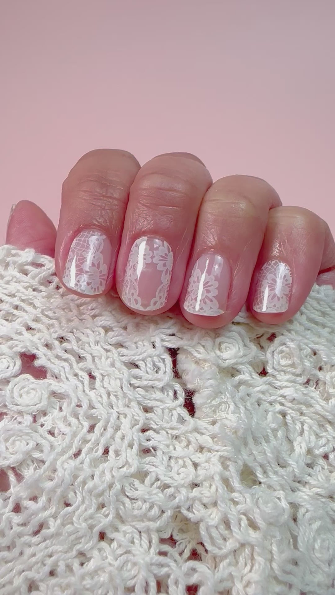 White Lace Semi Cured Gel Nail Sticker Kit | Sunday Nails AU