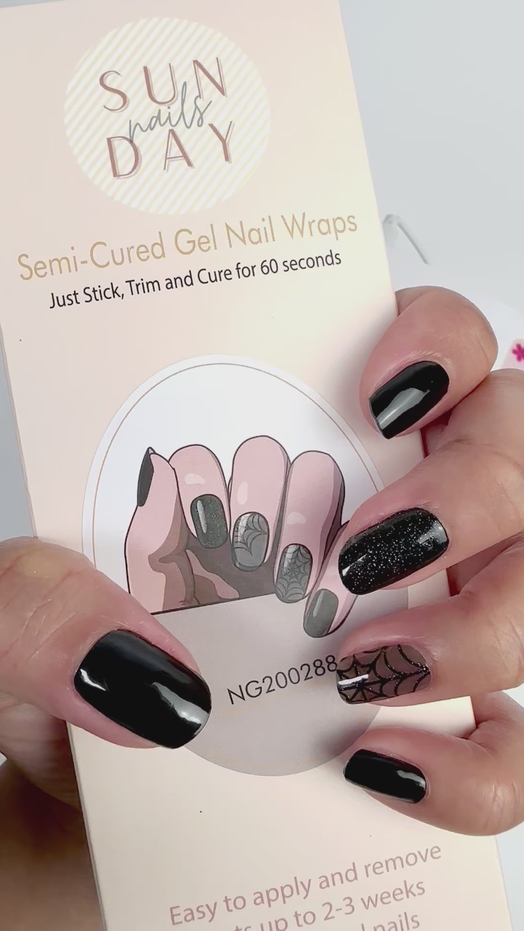 Spider Webs Semi Cured Gel Nail Sticker Kit (Halloween) | Sunday Nails AU