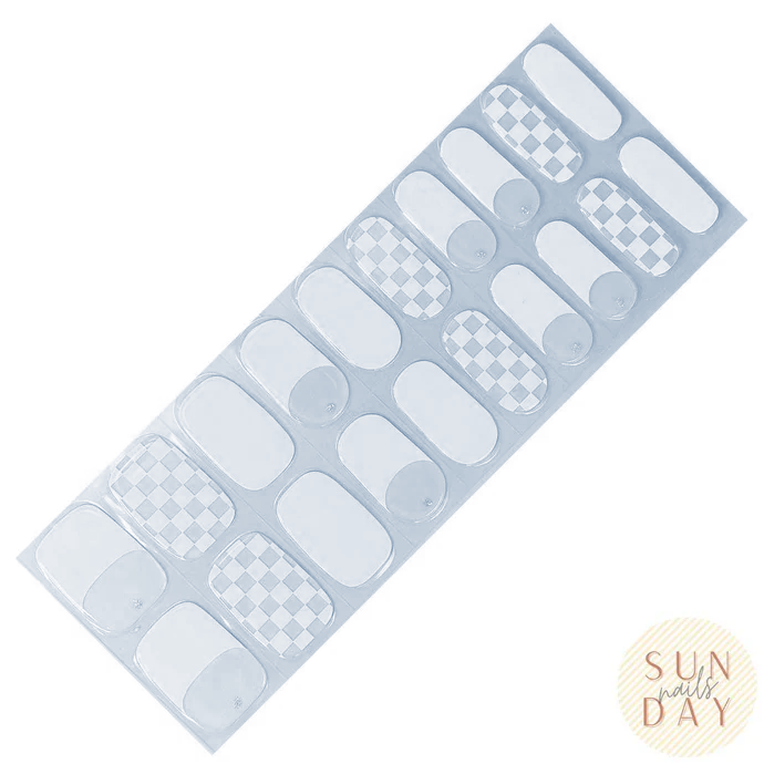 Checkerboard Semi Cured Gel Nail Sticker Kit