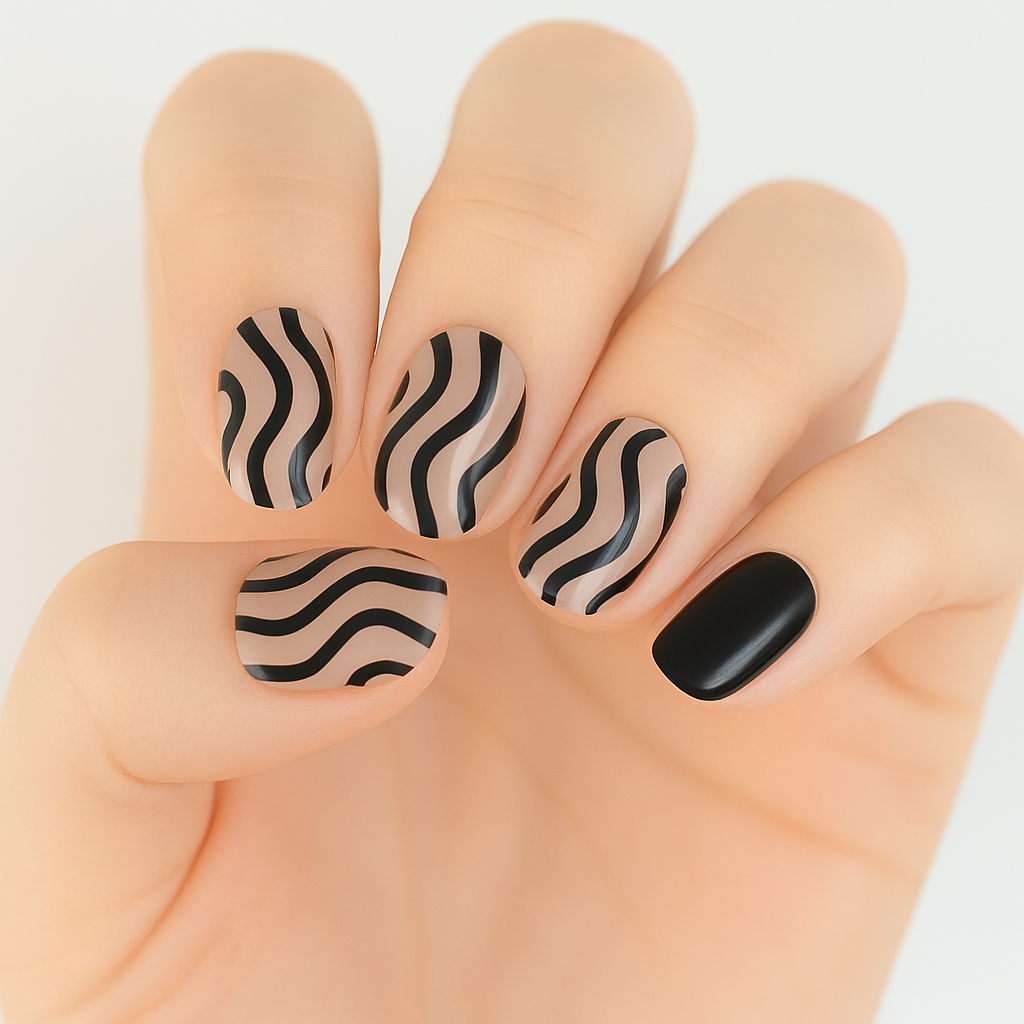 Black Stripes Semi Cured Gel Nail Sticker Kit